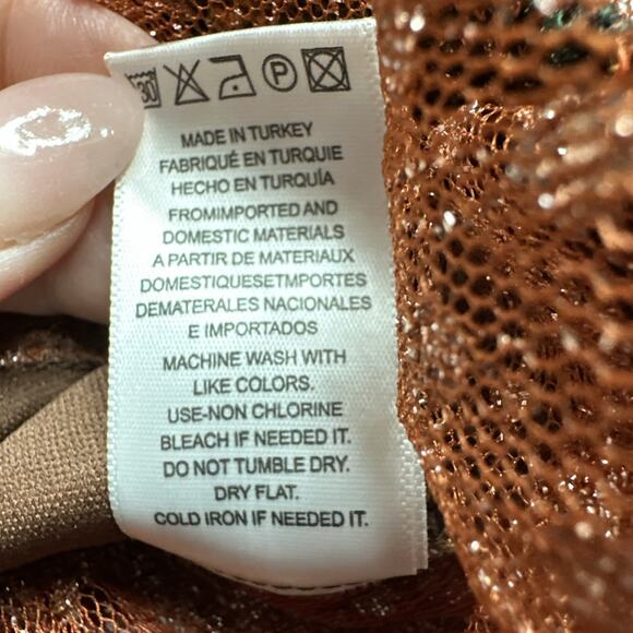 Eva Franco Anthropologie Jacquard Floral Mesh Peplum Top Brown XS Cottage - Picture 10 of 11